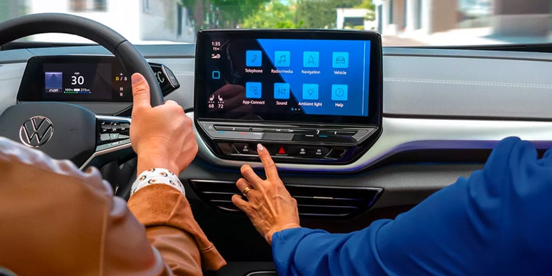 Touchscreen infotainment in use