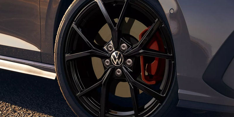 GTI wheel with red brake caliper