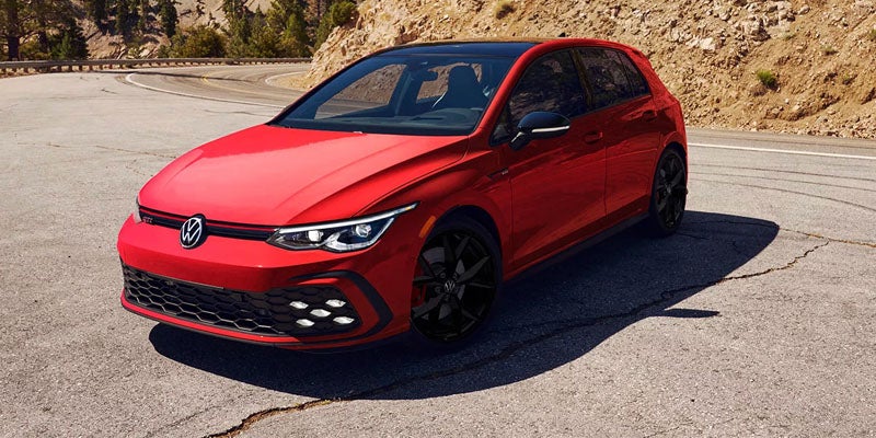 Red Golf GTI front three-quarter view