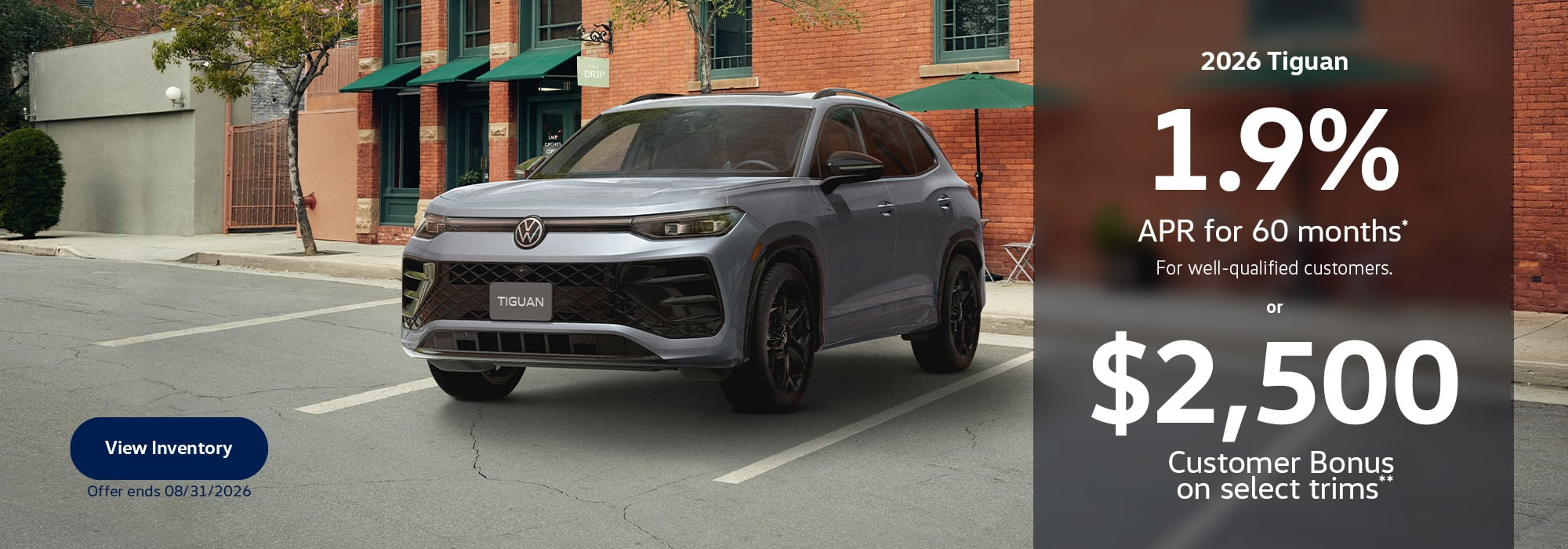 2026 Tiguan 1.9% APR for 60 months